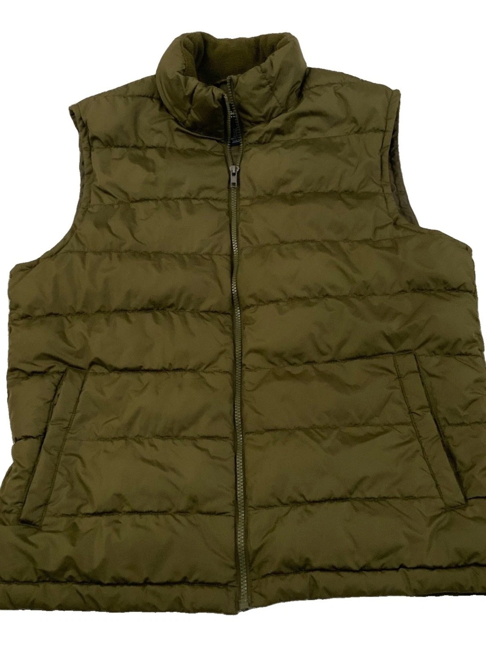 Gap Men’s Medium Puffer Vest Olive Green Full Zip 2 Pockets Outdoor Hiking